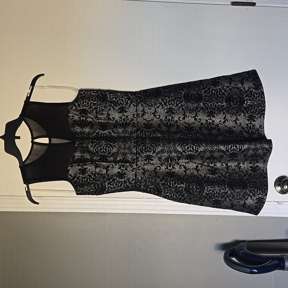 NWT black sparkle dress with mesh and velvet